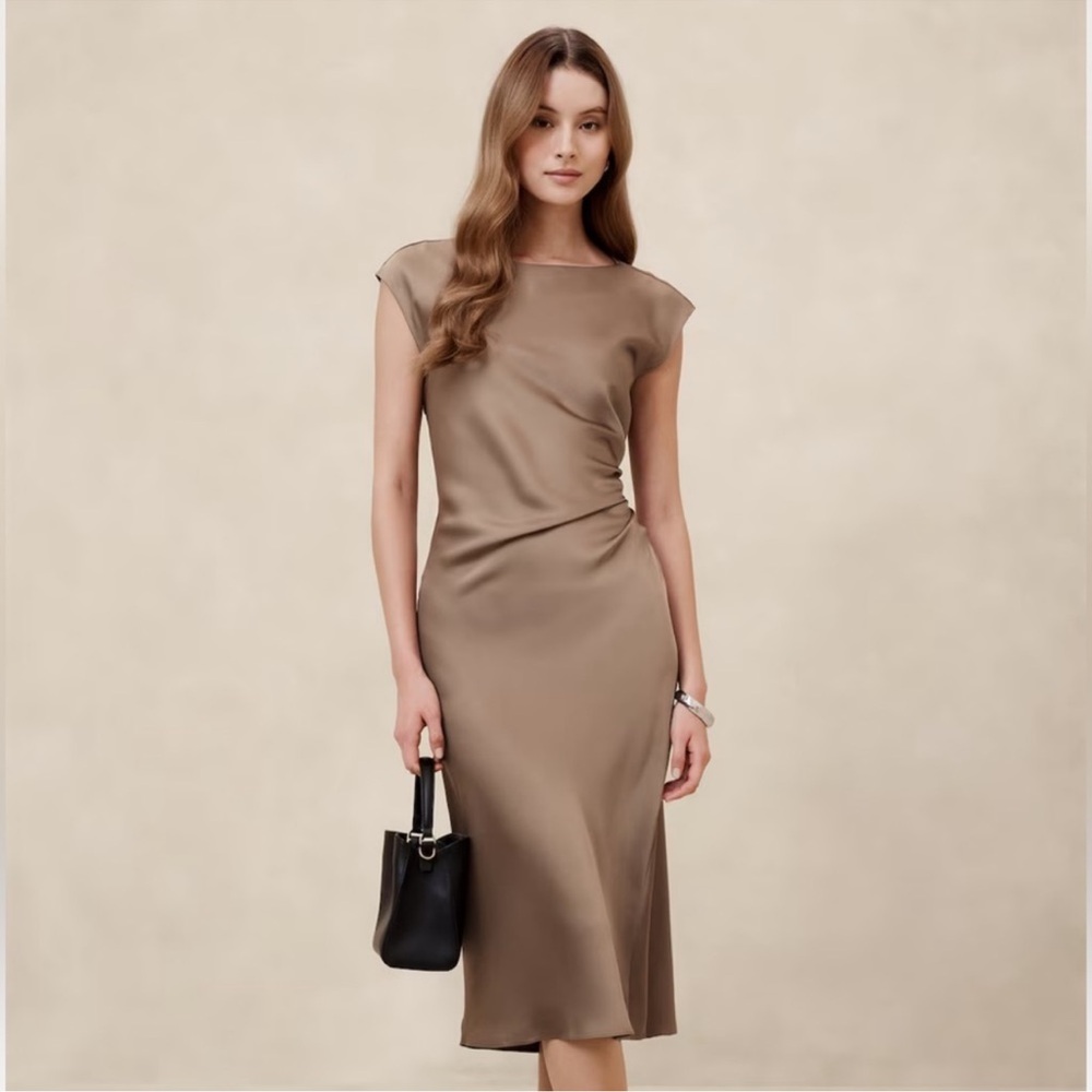 NWT Banana Republic SATIN MIDI DRESS sz 10